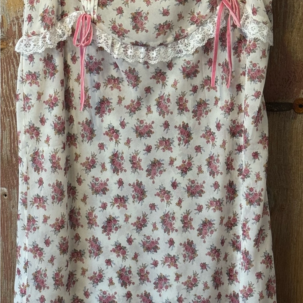 For Love And Lemons Etienne Cream and Pink Floral Midi Skirt - Picture 5 of 15